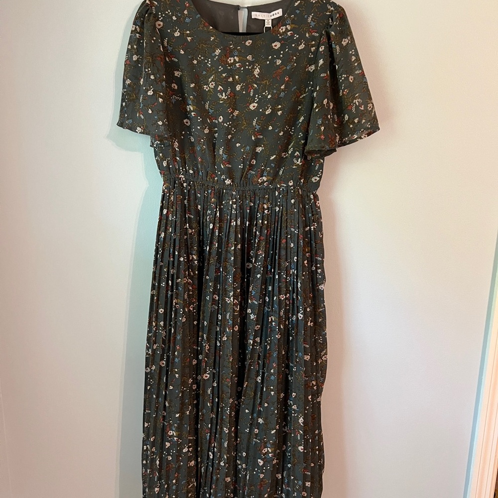 Baltic Born Floral Midi Dress - Green and Brown